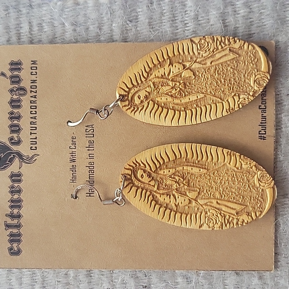 Cultural corazon Virgin Mary earrings